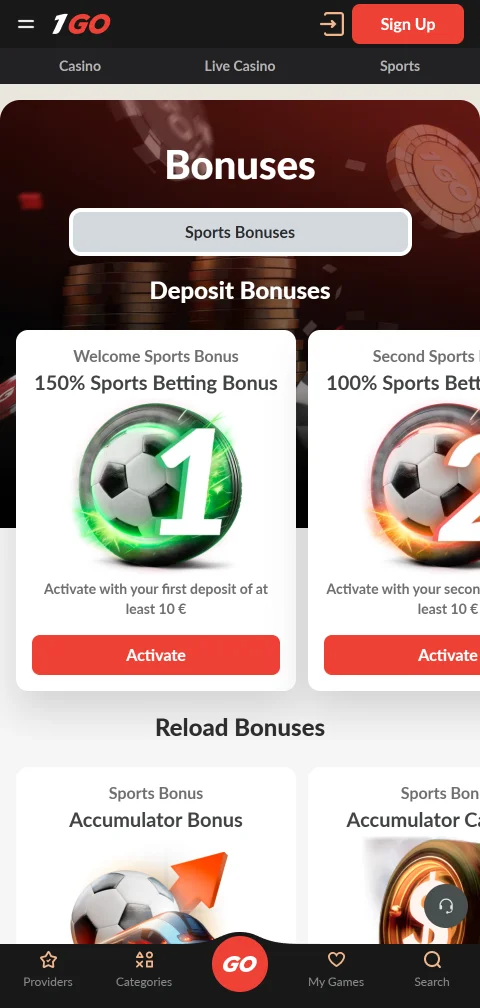 1Go Casinon live-jakajapöytien listaus mobiilissa, pöytien panosrajat näkyvissä