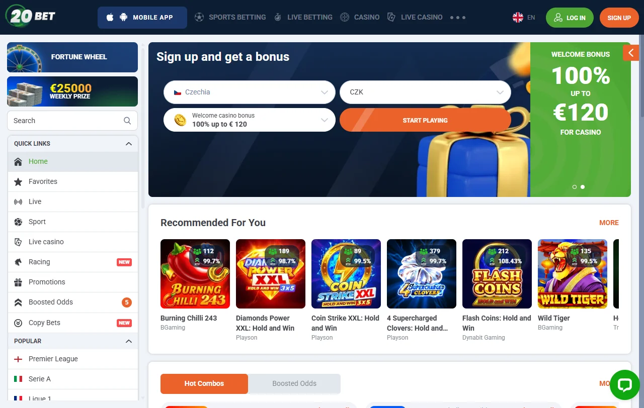 20bet Casino yleiskuvassa: vedonlyönti ja pelaula samalla tilillä
