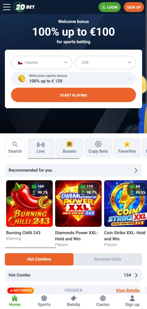 20bet Casino mobiiliselaimessa suomenkielisellä käyttöliittymällä