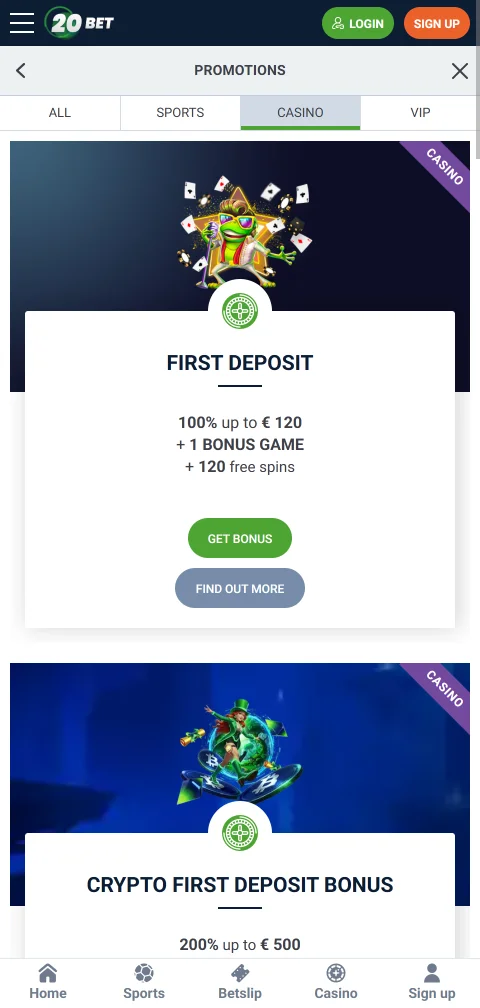 20bet Casinon maksutavat: kortit, e-lompakot ja kryptovaluutat