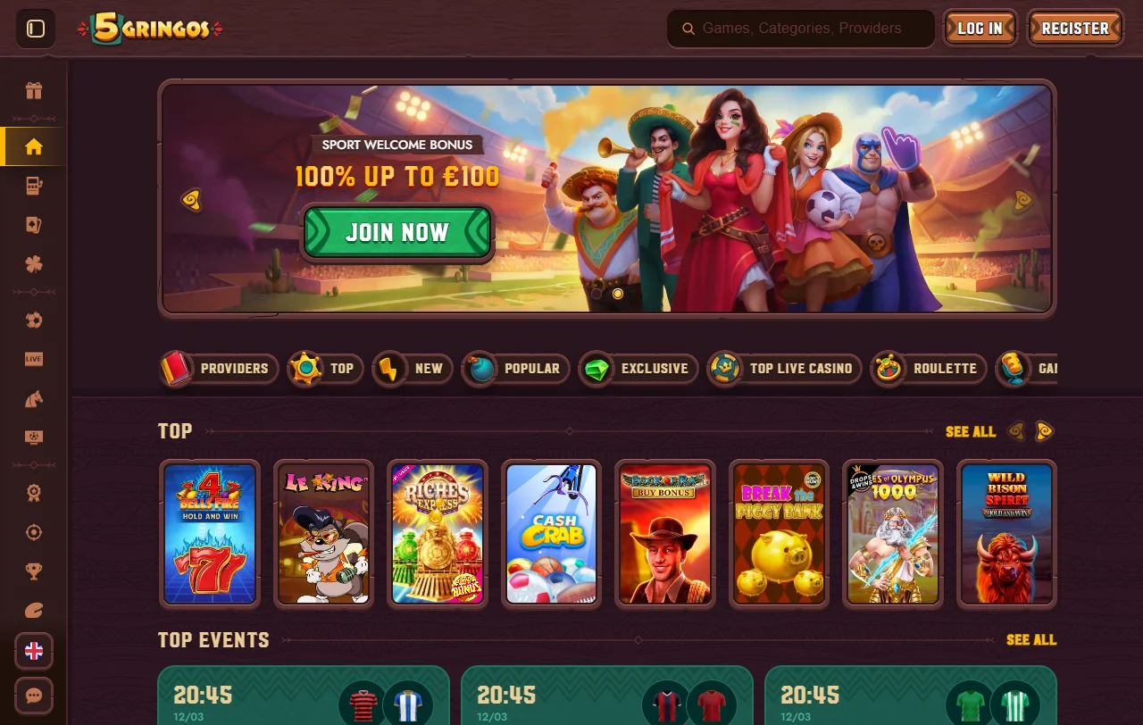 5Gringos Casino arvostelu ja yleiskatsaus