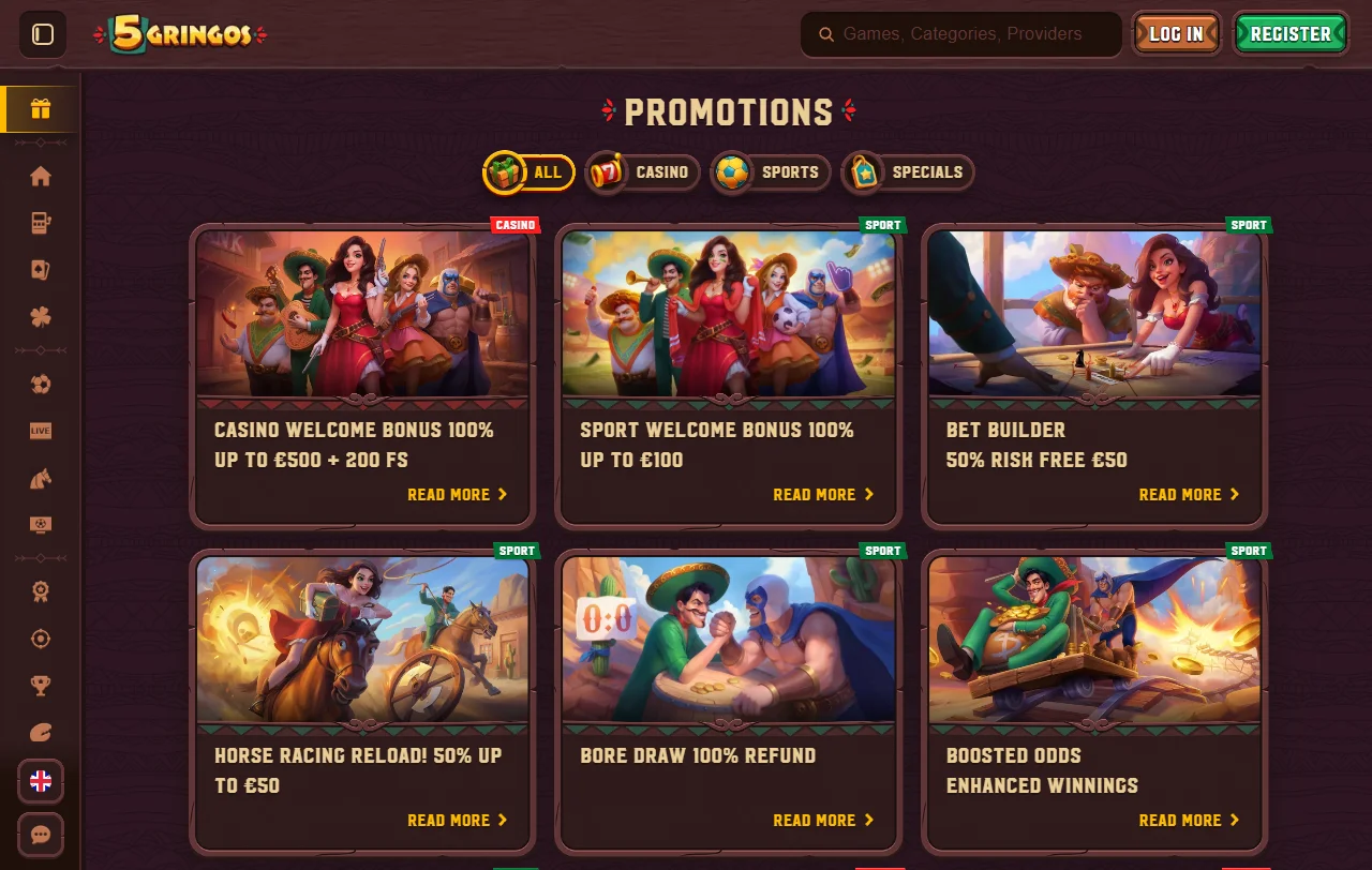 5Gringos Casinon pelivalikoima ja pelistudiot