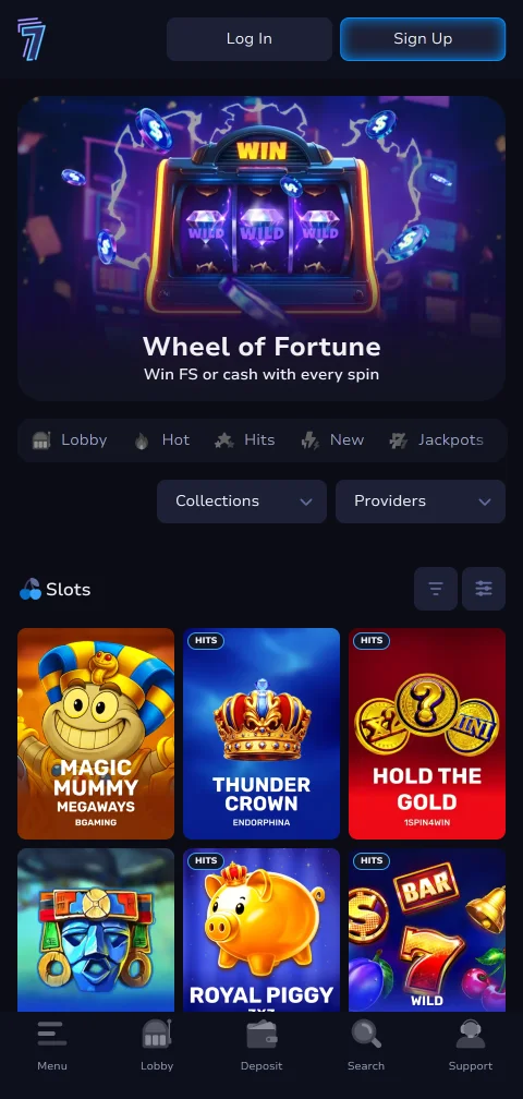 7Bit Casino mobiiliselaimessa ilman erillistä sovellusta, pystysuuntainen pelilista puhelimessa