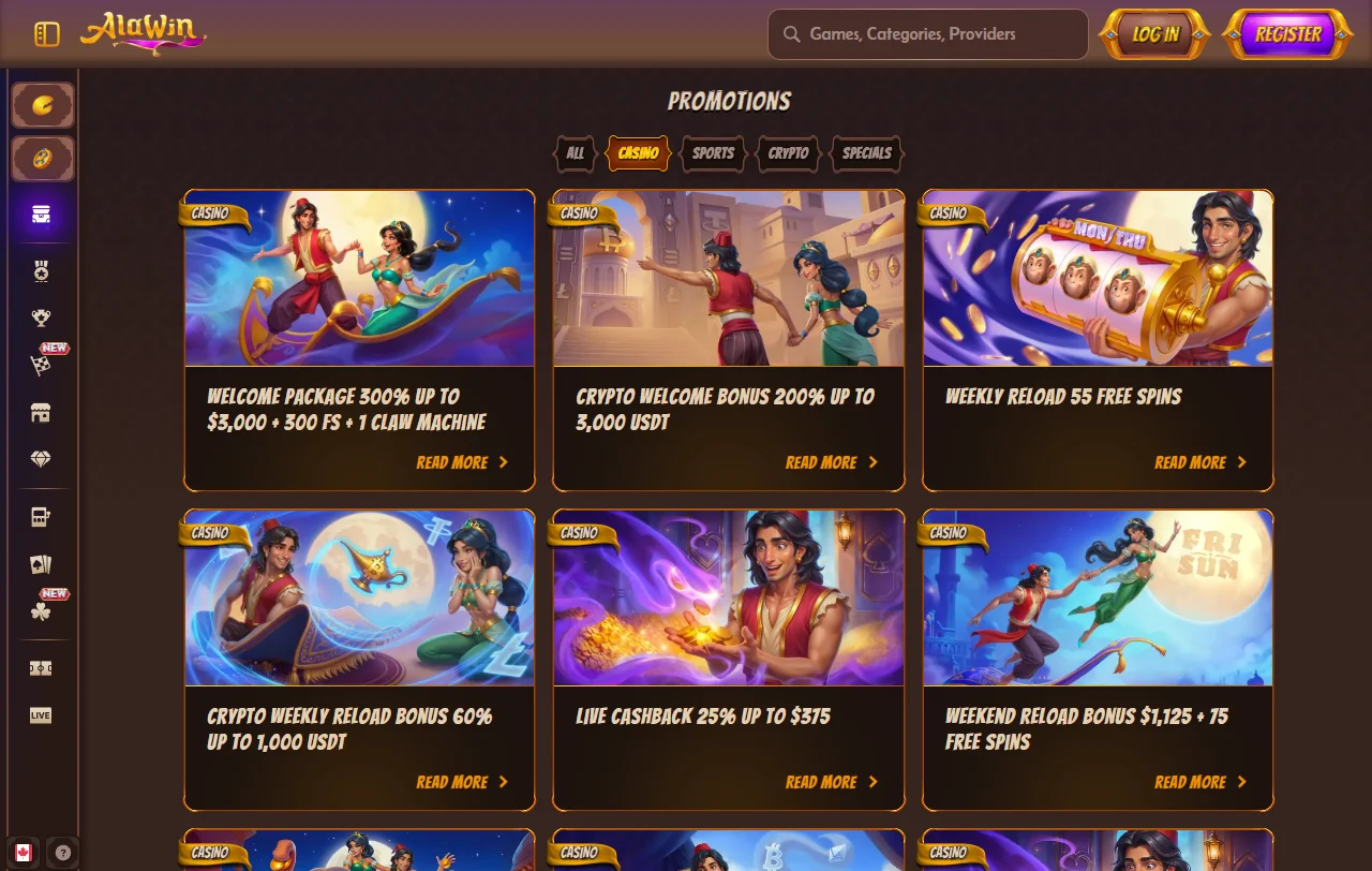 Alawin Casino kolikkopelit yli sadalta pelistudiolta esiteltynä