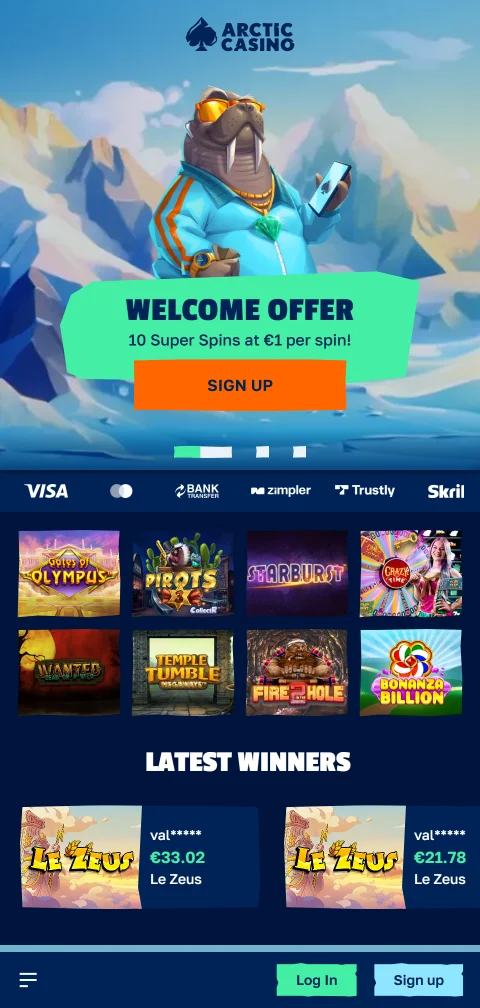 Arctic Casino mobiiliselaimessa ilman erillistä sovellusta suomalaispelaajan puhelimella