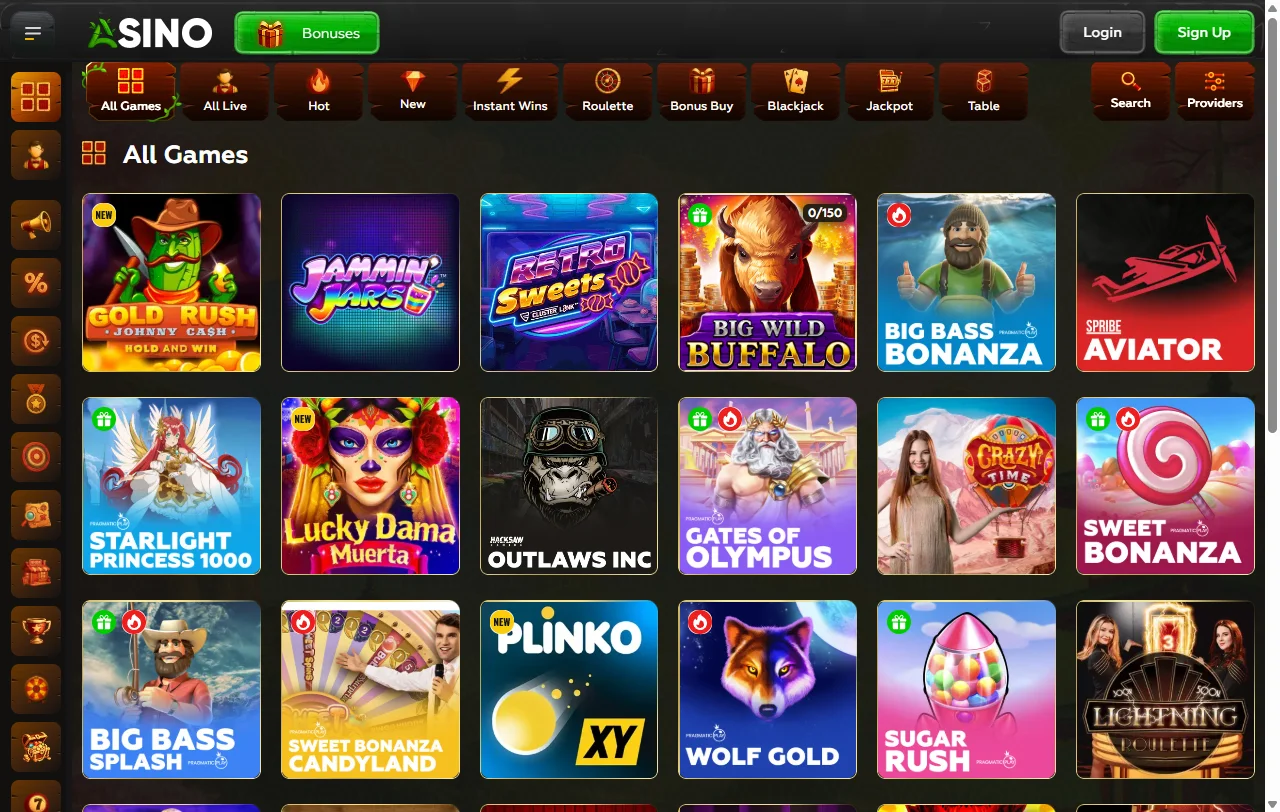 Asino Casinon kassanakyma tyopoydalla, maksutapoina Visa, Skrill, Neteller ja USDT, alaraja 20 euroa.