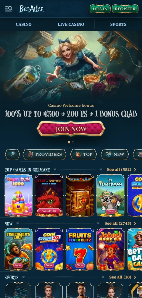 BetAlice Casino selainpohjaisessa mobiilikäytössä puhelimella ilman erillistä natiivisovellusta