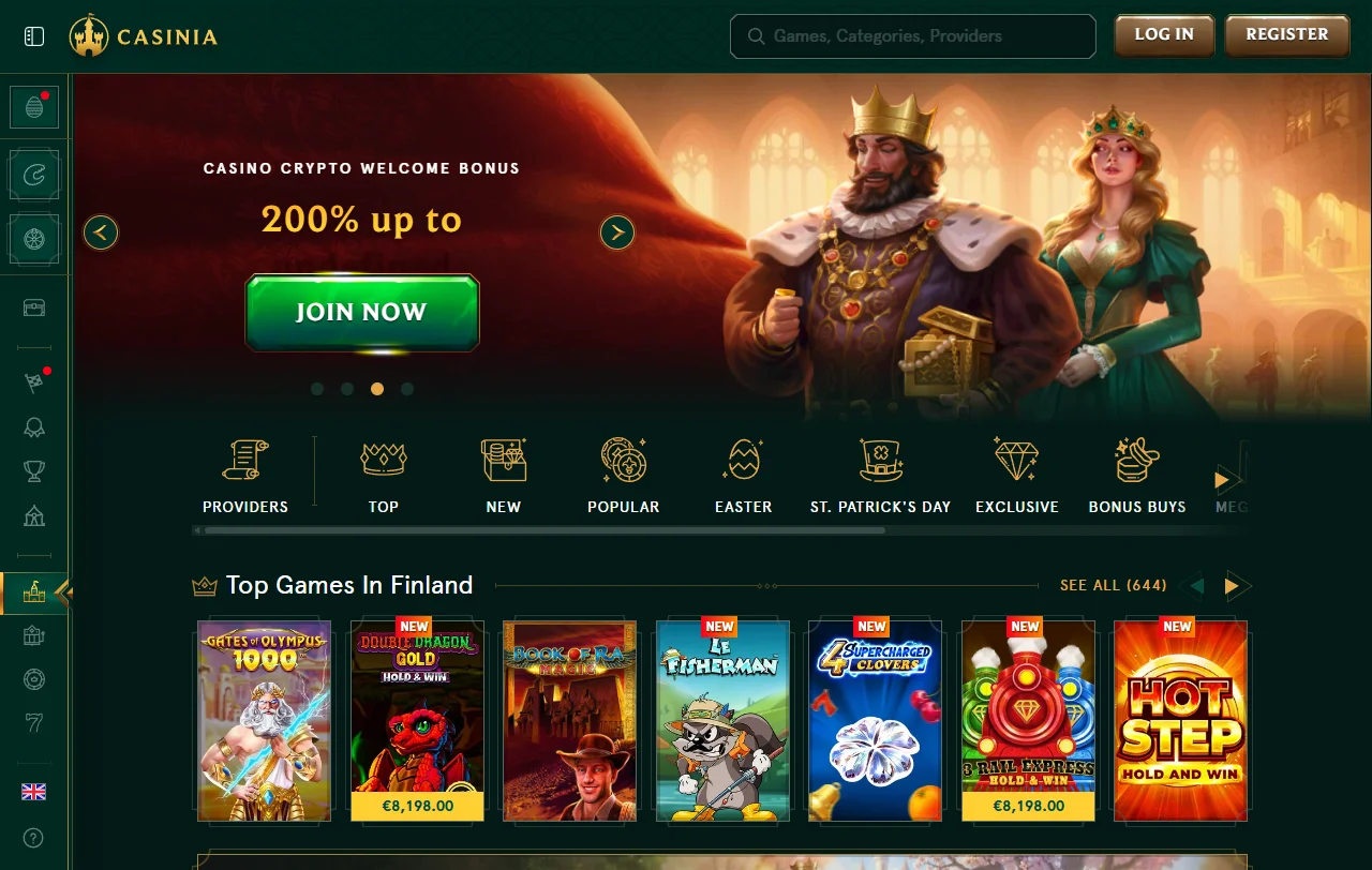 Casinia Casino yleiskuva: kasino ja vedonlyönti saman tilin takana
