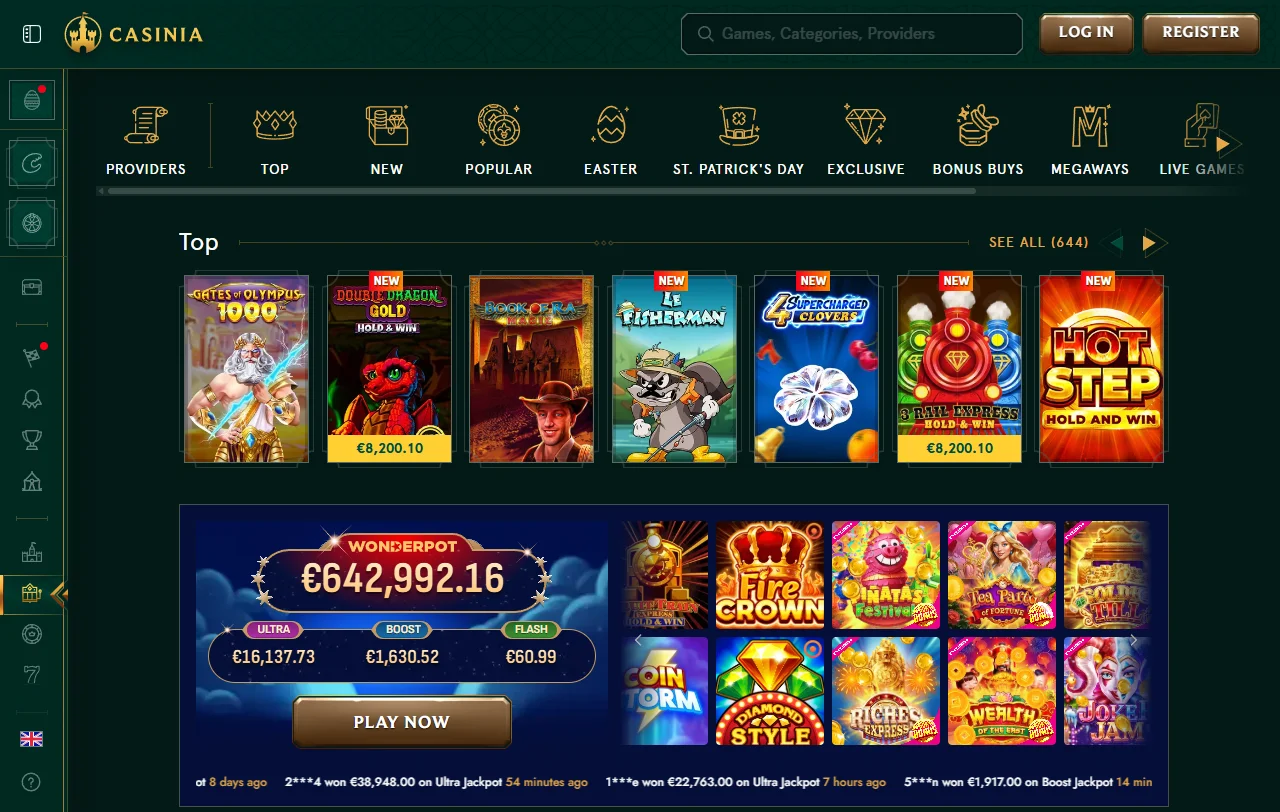 Casinia Casinon tervetuliaisbonus 100 prosenttia 500 euroon ja 200 free spins