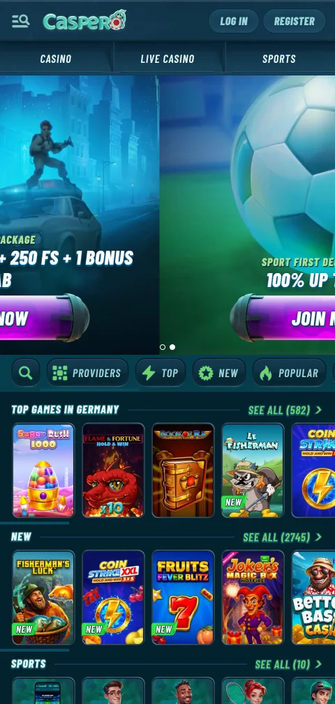Caspero Casino mobiilissa: selainversio ilman sovellusta iOS- ja Android-laitteilla