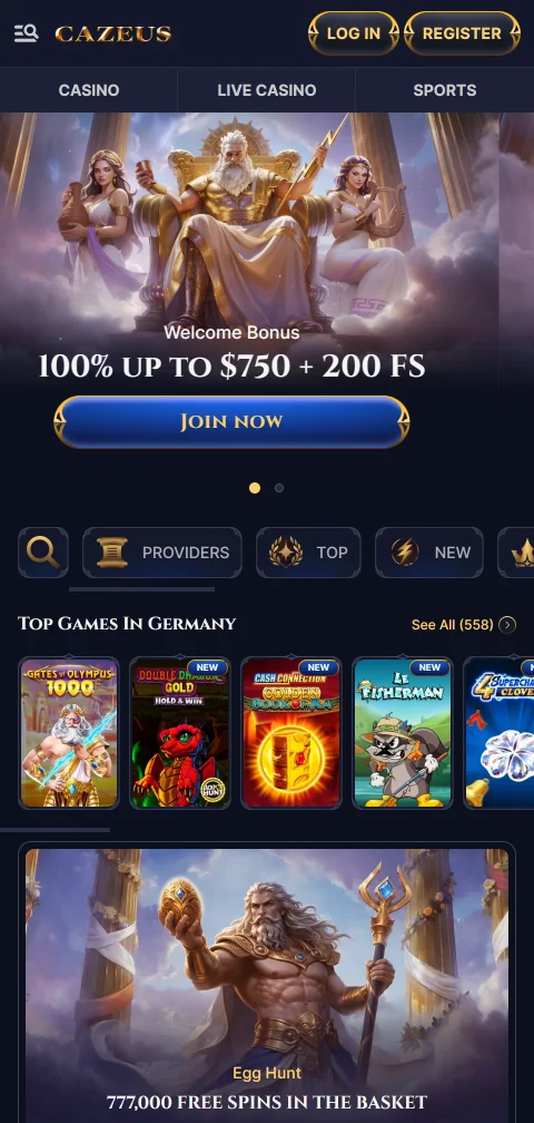 Cazeus Casino selaimessa Android-puhelimella ilman erillistä ladattavaa sovellusta
