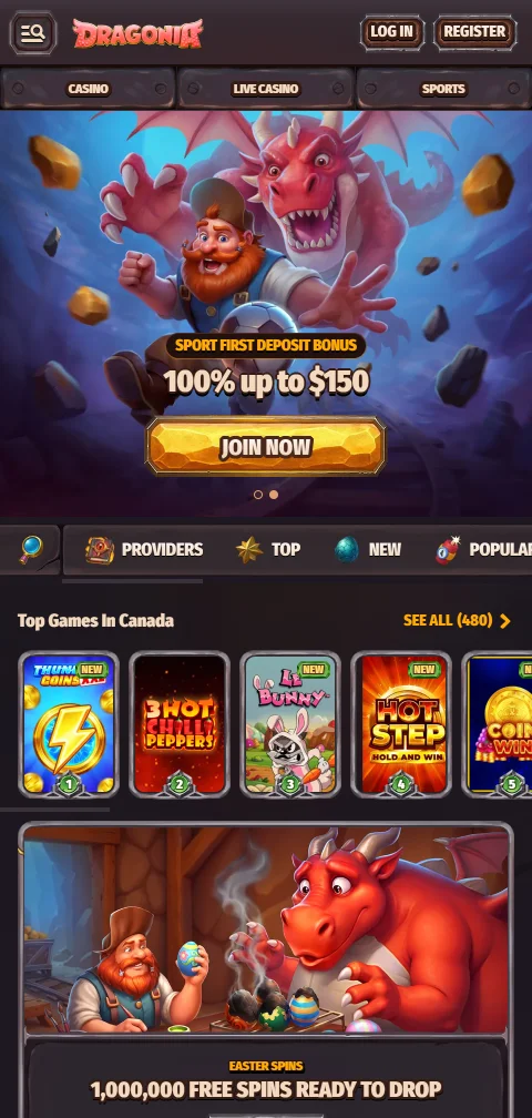 Dragonia Casino mobiiliselaimessa, pelihaku ja tuottajasuodatin kapealla näytöllä