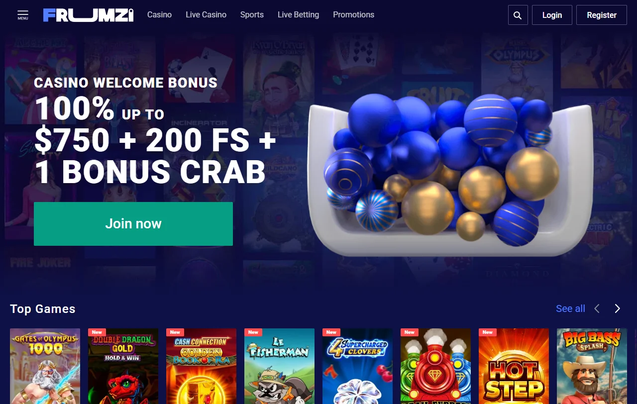 Frumzi Casino yleiskatsaus: vuonna 2020 avattu kasino- ja vedonlyöntialusta suomeksi
