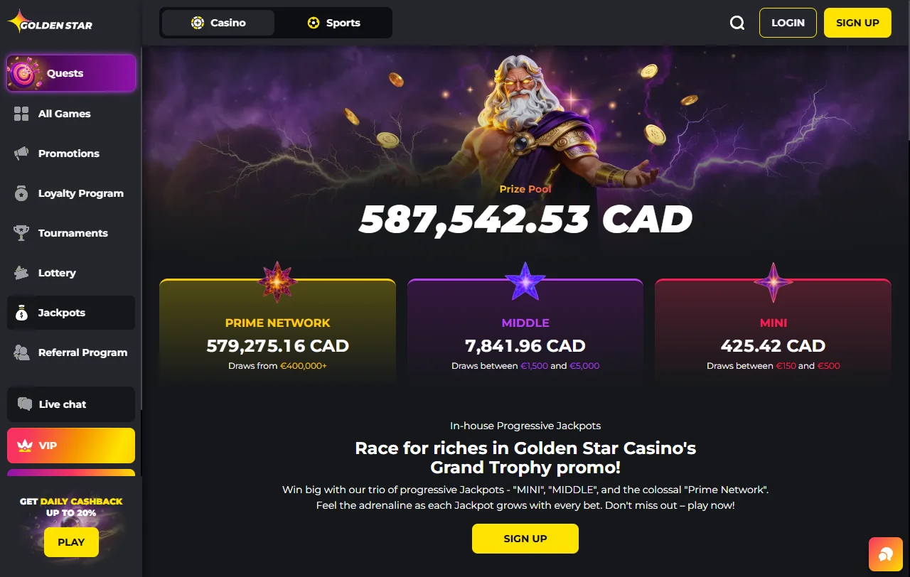 Golden Star Casinon kampanjasivu, jossa bonuskoodit GS100 ja LUCKY50 sekä 40x kierrätysvaatimus