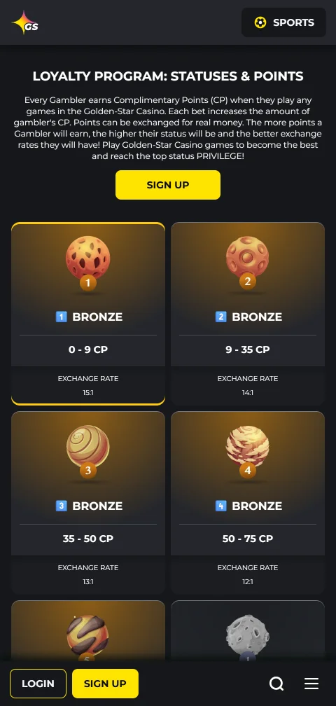 Golden Star Casinon live-kasino-osio puhelimen selaimessa, kierrätyspainotus 5 prosenttia