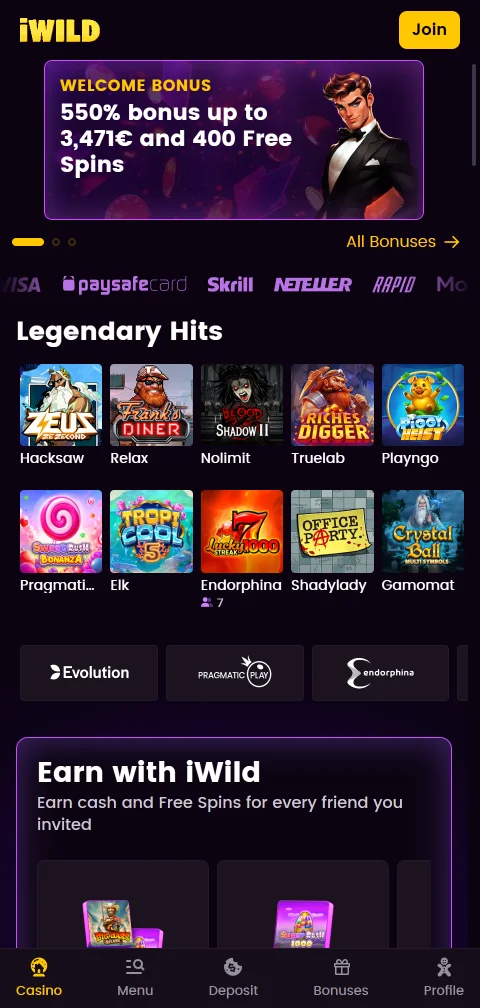 iWild Casino mobiiliselaimessa: kirjautuminen ja pelien haku pienellä näytöllä