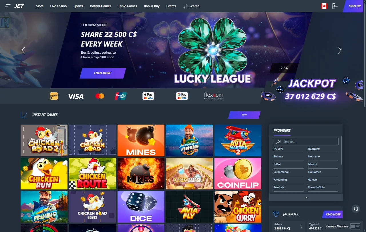 Jet Casino ja sen suomenkielinen etusivu yli 3 000 pelin valikoimalla