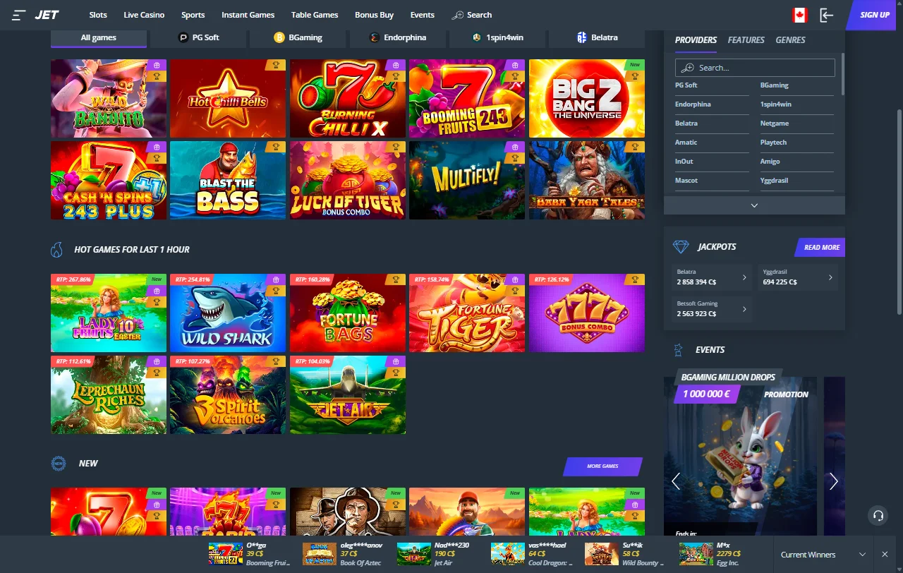 Jet Casinon kolikkopelit ja live-lobbyn pöydät suomalaiselle pelaajalle