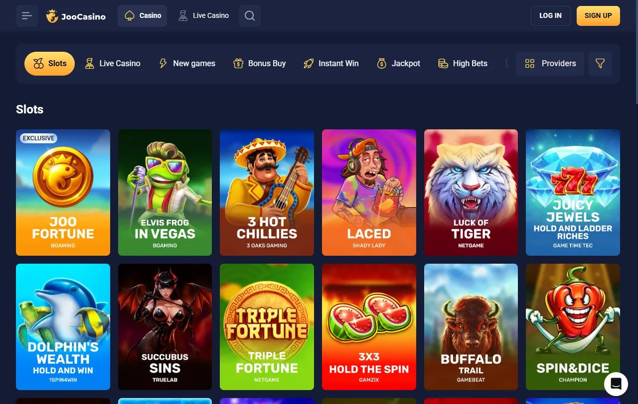 Joo Casinon kolikkopelit ja live-pöydät noin sadalta pelistudiolta