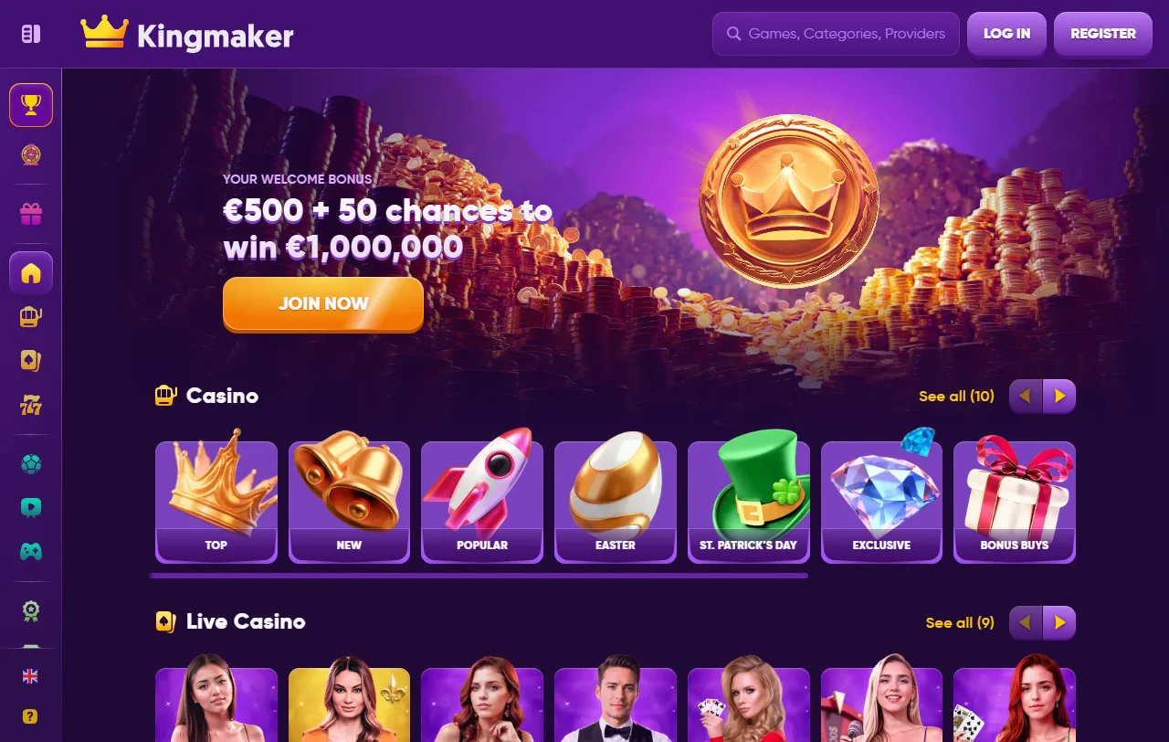 Kingmaker Casino yleiskuvassa: pelivalikoima ja vedonlyönti saman tilin takana