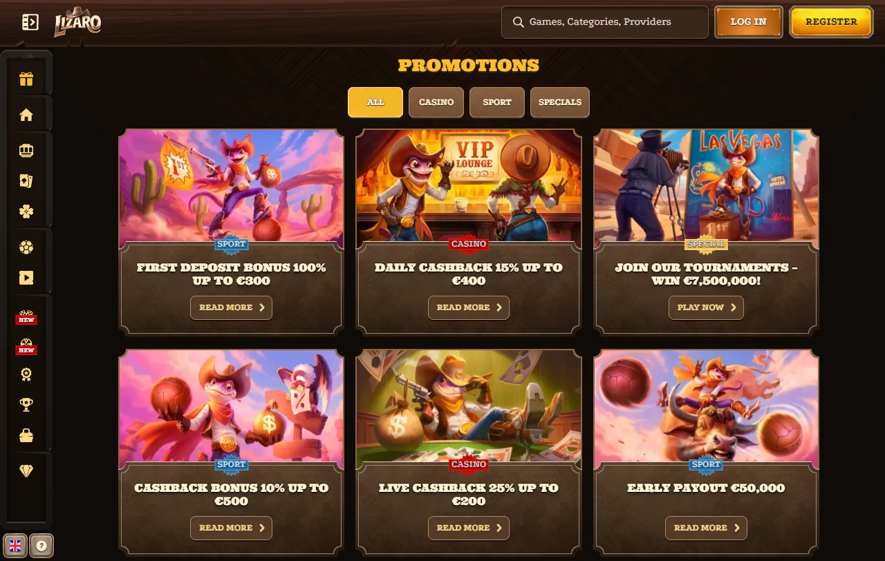 Lizaro Casino pelivalikoima Pragmatic Playn ja Evolutionin nimikkeineen
