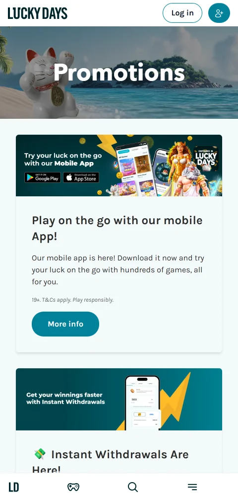 LuckyDays Casinon pelitilin asetusnäkymä mobiilissa, jossa talletus- ja tappiorajat sekä pelitauko ovat asetettavissa.