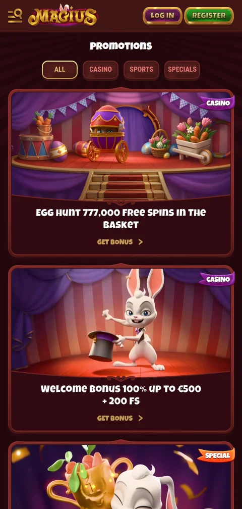Magius Casinon bonusehdot mobiilinäkymässä, enimmäispanos 5 € kierrätyksen aikana