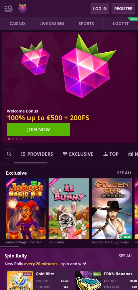 Malina Casino mobiiliselaimessa, HTML5-pelit ilman erillistä sovellusta