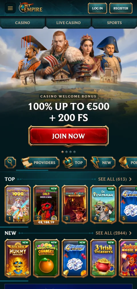 MyEmpire Casino selainversio puhelimessa ilman natiivisovellusta iOS- ja Android-laitteille