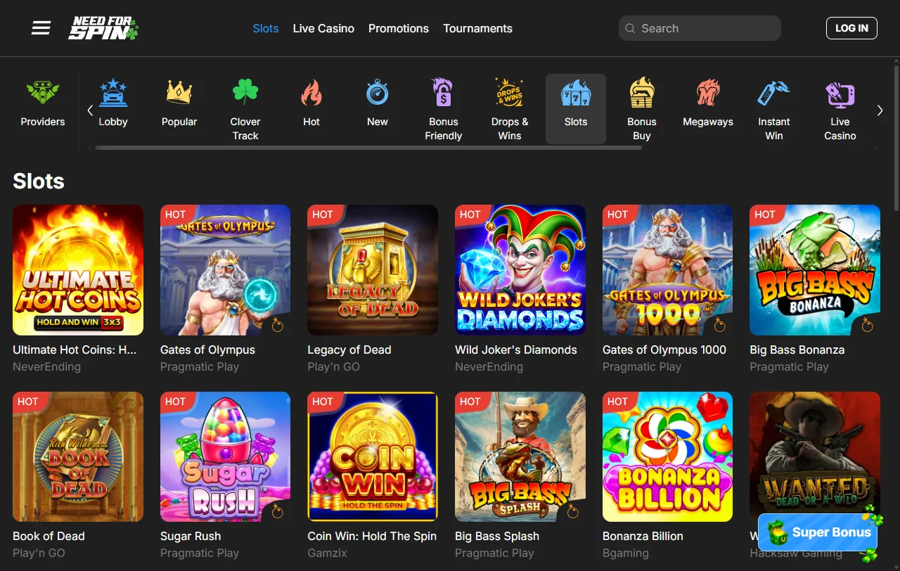 Need for Spin -pelivalikoima kattaa 11 805 kolikkopeliä 99 pelintarjoajalta