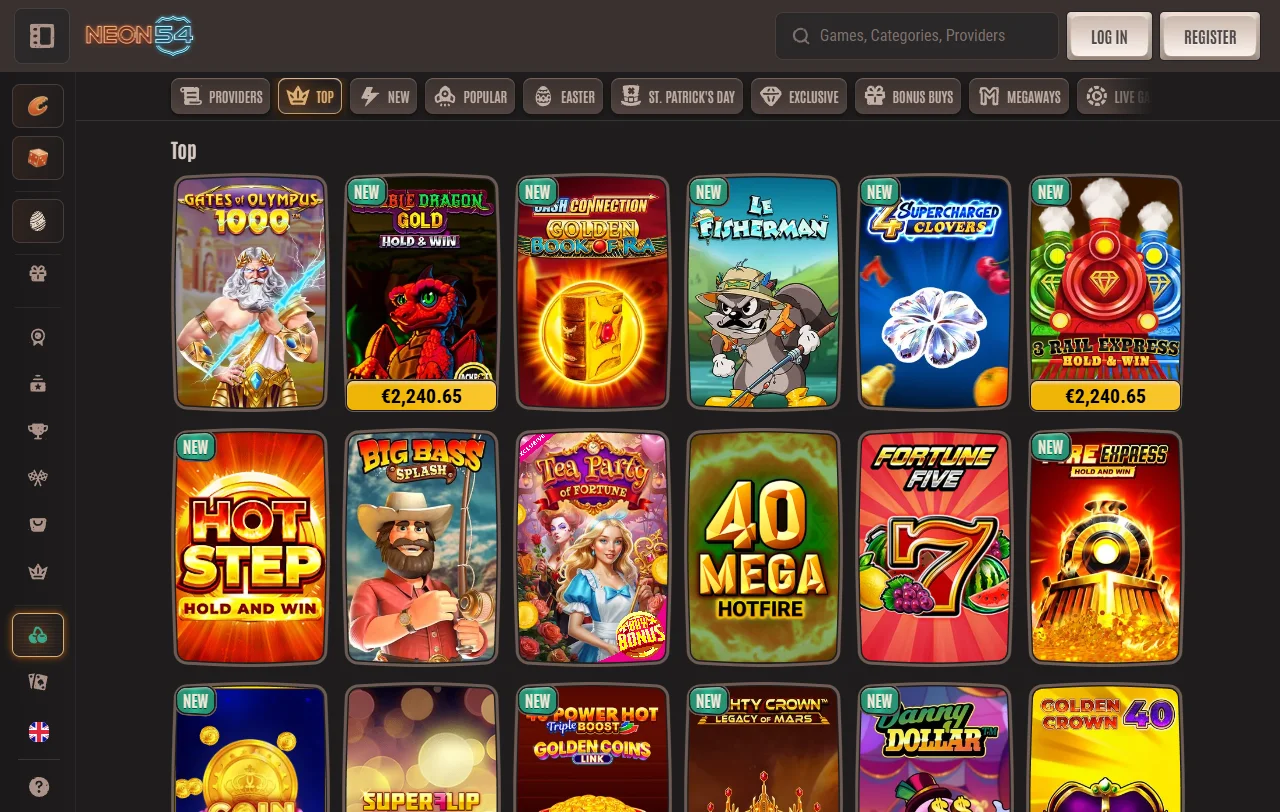 Neon54 Casinon tervetulobonus 500 euroon asti ja kierrätysehdot