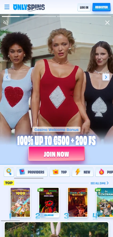 OnlySpins selainkäyttö puhelimessa ilman erillistä sovellusta, pelit HTML5-kehyksessä