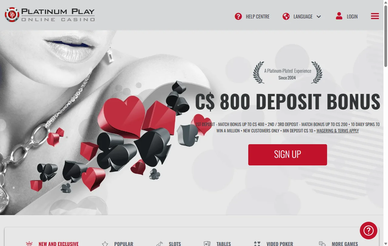 Platinum Play Casino yleiskuvassa: vuonna 2004 avattu brändi ja euromääräinen tili