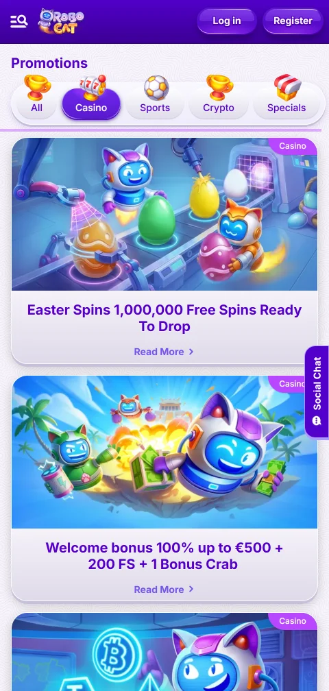 RoboCat Casinon kassasivu mobiiliselaimessa 10.9.2026