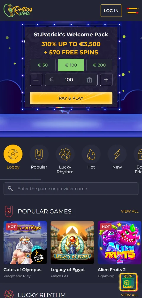 Rolling Slots toimii puhelimen selaimessa HTML5-tekniikalla ilman ladattavaa sovellusta