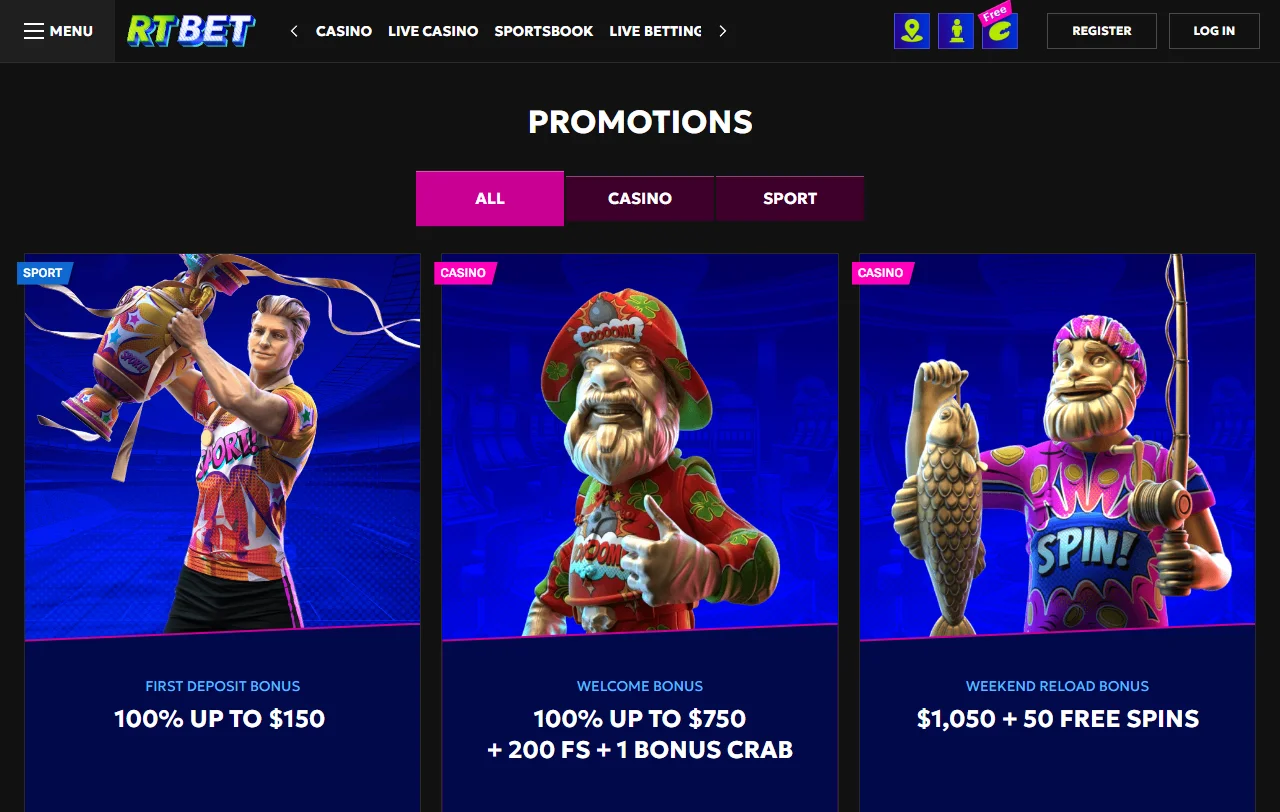 RT Bet Casinon ensitalletusbonus 500 euroon ja 200 free spinsiä