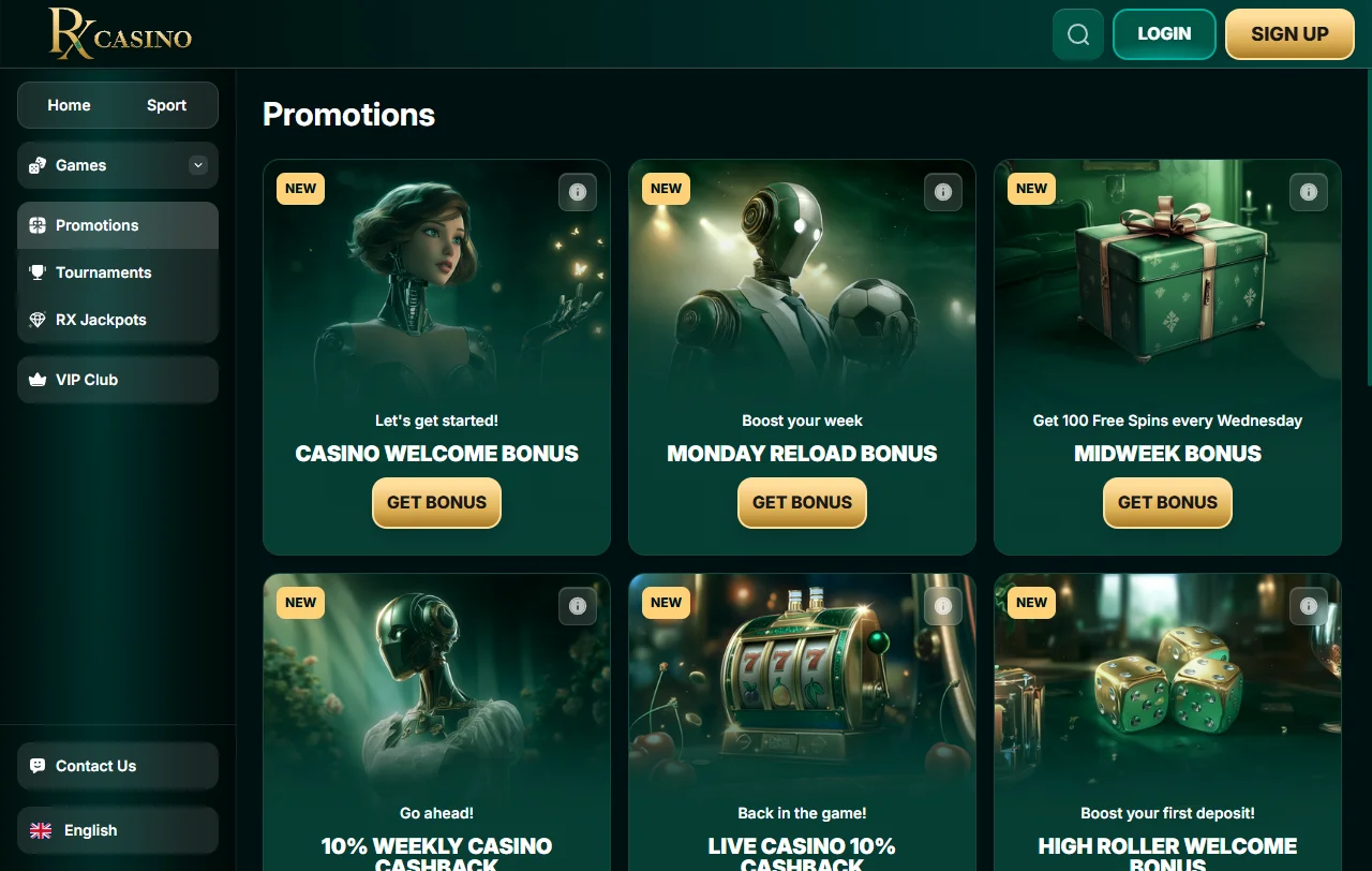 RX Casino tarjoaa yli 6 000 peliä lähes 70 pelintarjoajalta