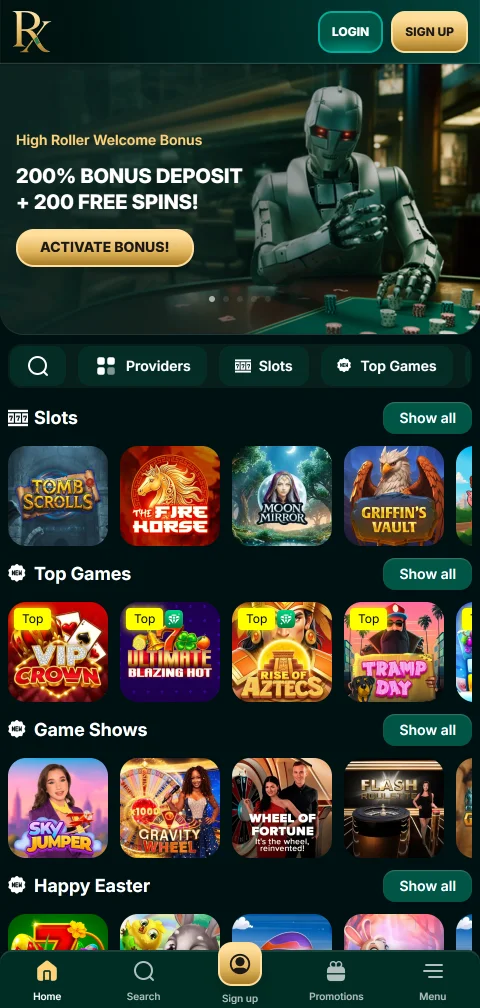 RX Casino selaimessa puhelimella ilman erillistä natiivisovellusta