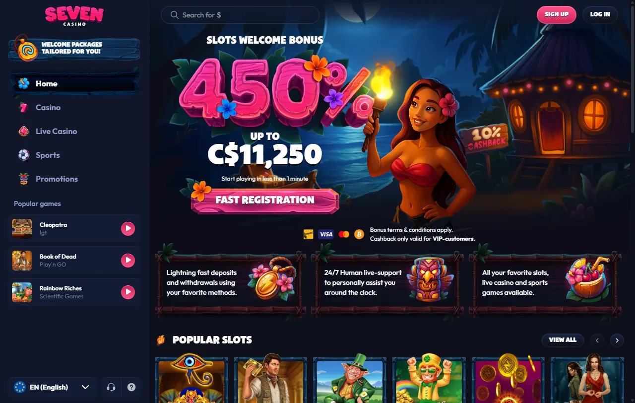 Seven Casino yleiskatsaus: euromääräinen kassa, vedonlyöntiosasto ja suomenkielinen sisältö