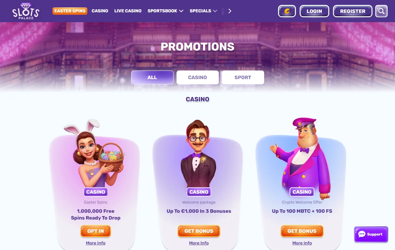 Slots Palace kolikkopelit ja live-pöydät noin 70 studiolta
