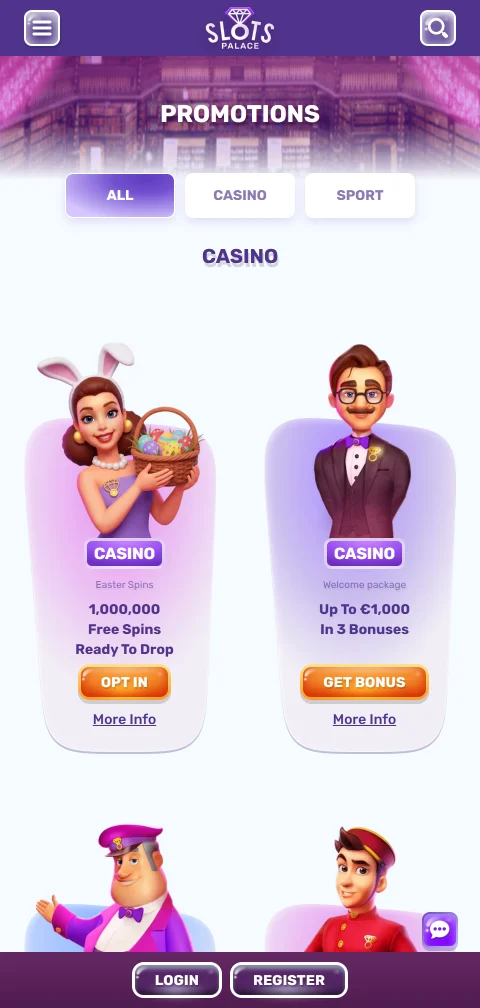 Slots Palace maksutavat Zimpler, kortit ja kryptovaluutat euroissa