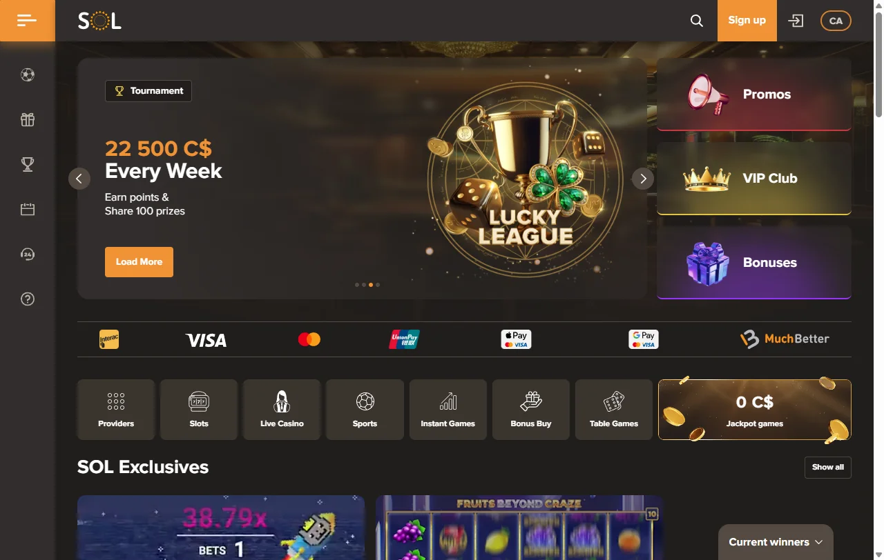Sol Casino ja sen yleisilme suomalaiselle pelaajalle vuonna 2019 avatulla sivustolla