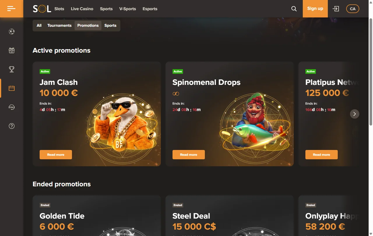 Sol Casino ja tervetuliaispaketti 600 euroon asti sekä 500 ilmaiskierrosta