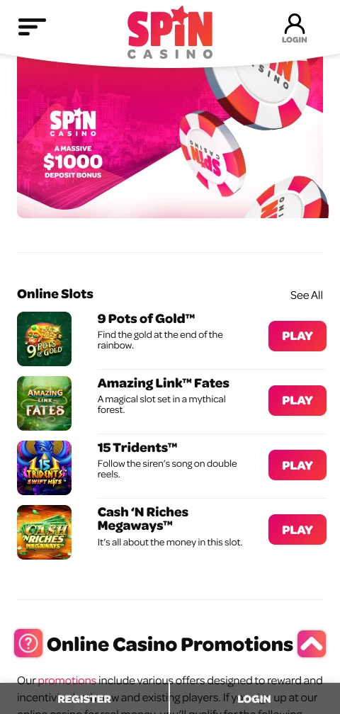 Spin Casino puhelimen selaimessa progressiivisena verkkosovelluksena ilman erillistä asennusta