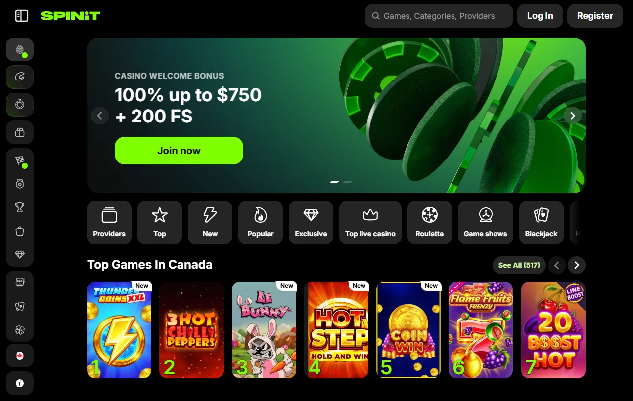 Spinit Casino yleiskuvana: Anjouanin lisenssillä toimiva suomenkielinen pelisivusto vuodelta 2024