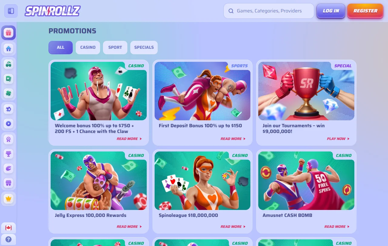 SpinRollz Casinon bonusehtosivu, jossa näkyy 35x kierrätysvaatimus talletuksesta ja bonuksesta sekä 5 € enimmäispanos