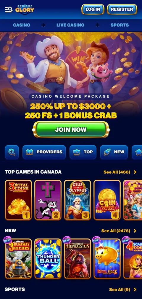 Spins of Glory Casino selaimessa puhelimella ilman erillistä natiivisovellusta