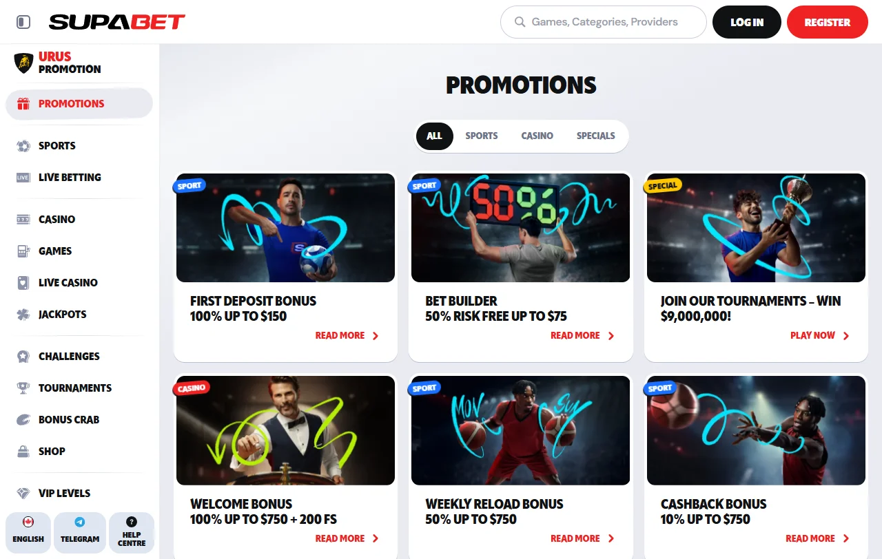 Supabet Casinon tervetuliaisbonus on 100 prosenttia 600 euroon asti