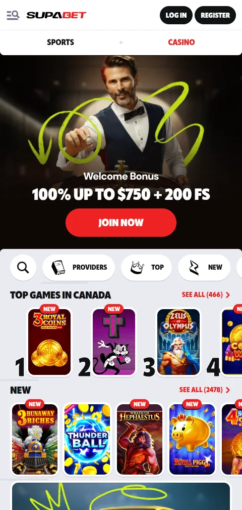 Supabet Casino toimii mobiiliselaimessa ilman erillistä natiivisovellusta