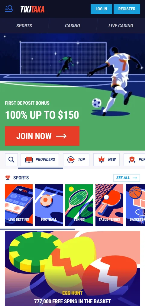 TikiTaka Casino selaimessa Android- ja iOS-puhelimella ilman sovellusta